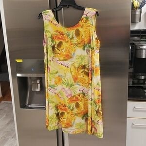 💕JAMS WORLD💕 Kamaka Ukulele Pineapple Hawaiian Print Shift Dress Vintage Y2K L